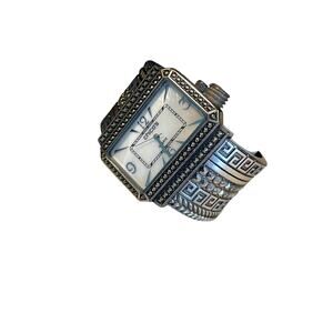 Chico's Watch Women silver Tone Rectangle Open goth boho chunky textured